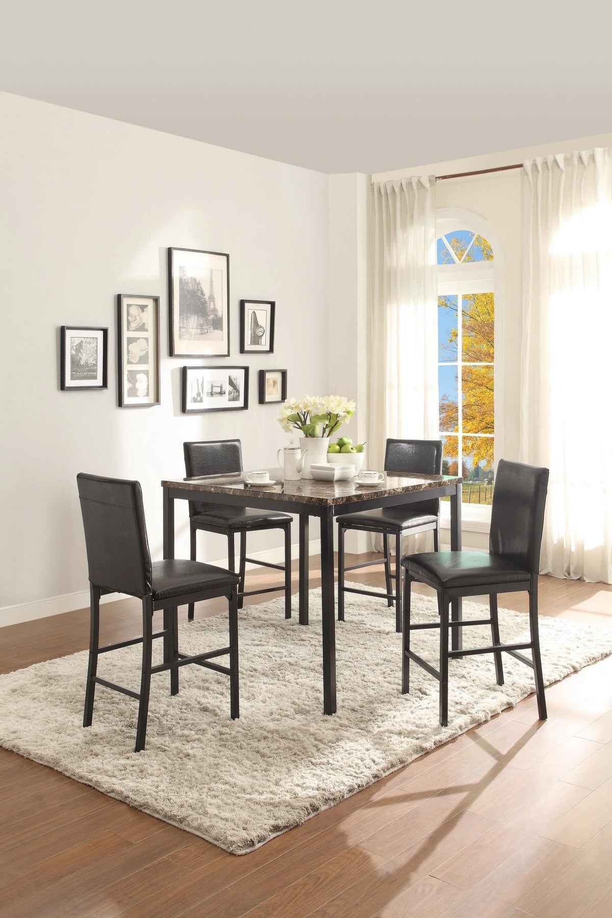 Counter Height Table Faux Marble (Brown)