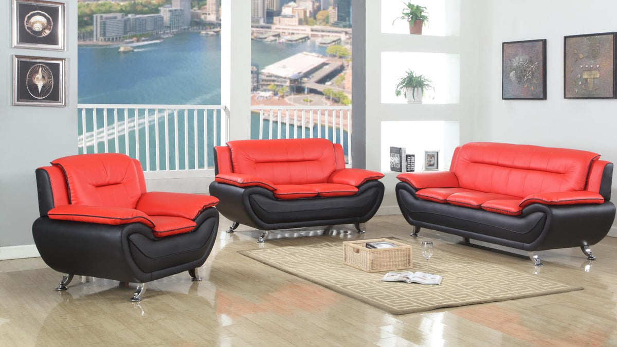 Red PU Loveseat