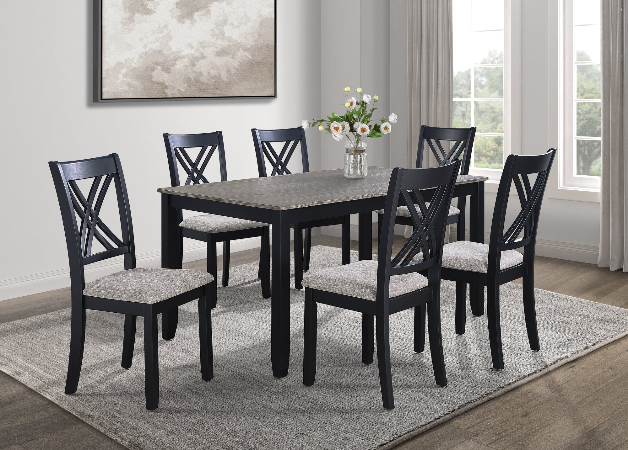 ELOISE 7-PK DINETTE SET LIGHT GREY