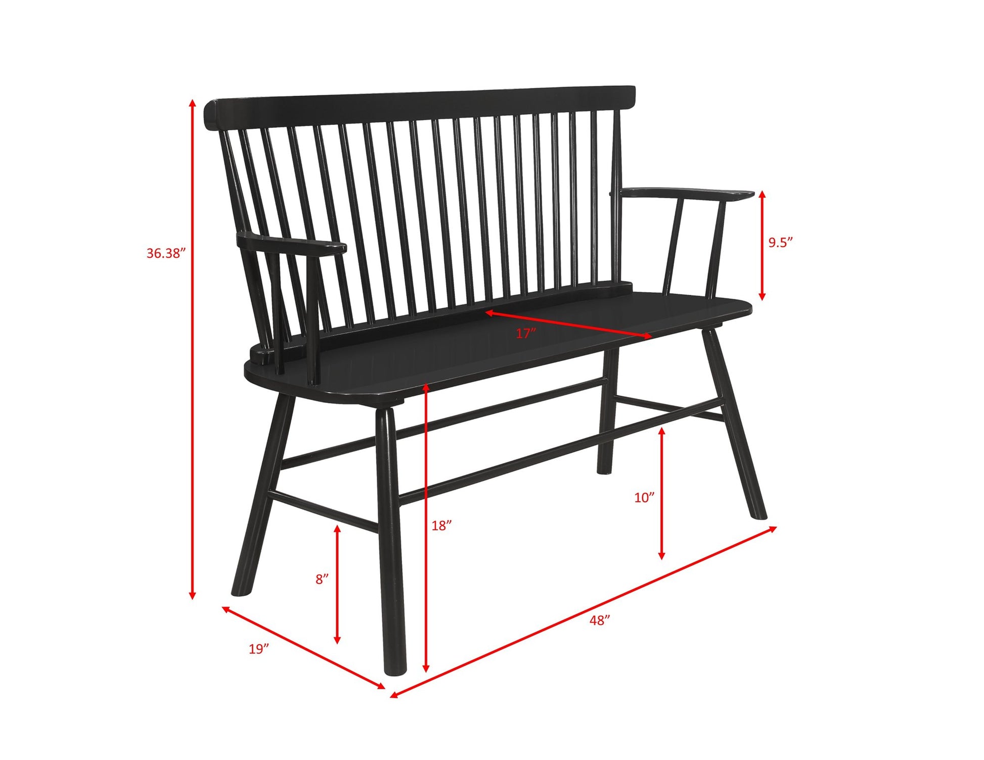 JERIMIAH SPINDLEBACK BENCH BLACK