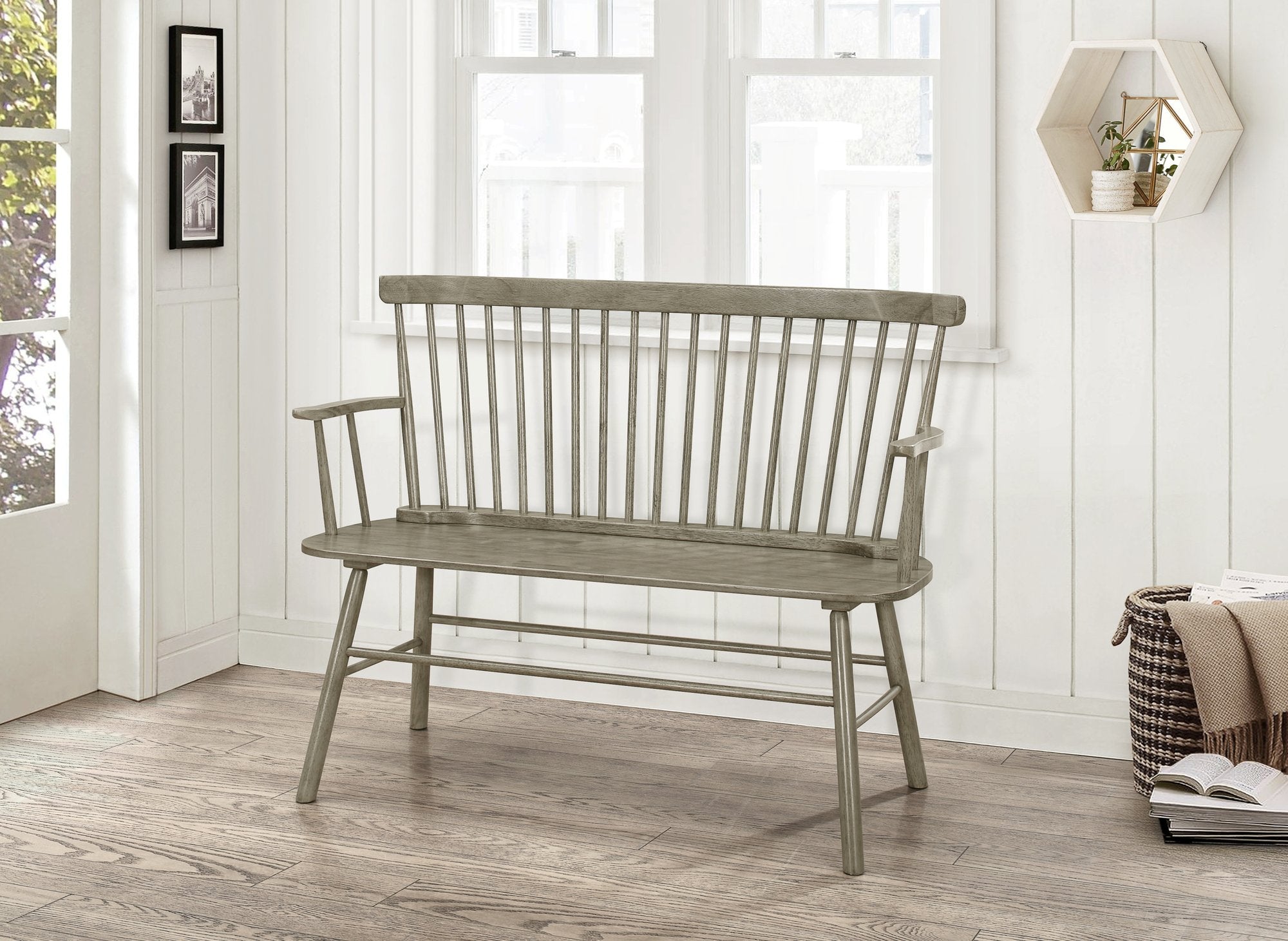 JERIMIAH SPINDLEBACK BENCH WHITE