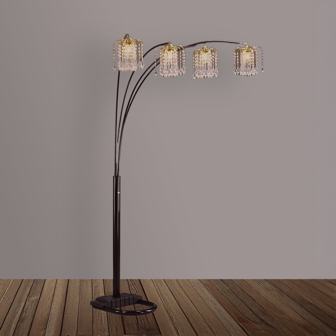 RAIN DROP ARC LAMP 84 H PEWTER