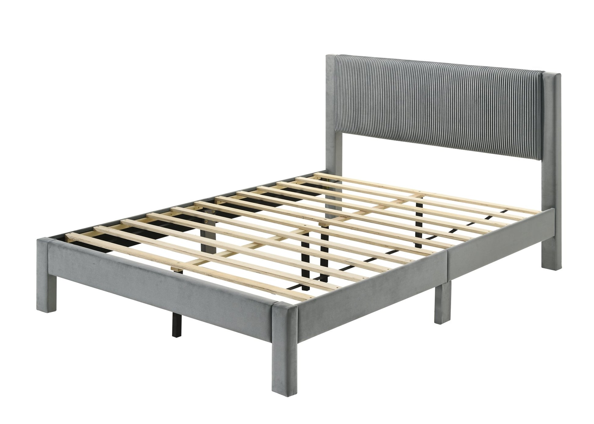LUCIA QUEEN PLATFORM BED LIGHT GREY
