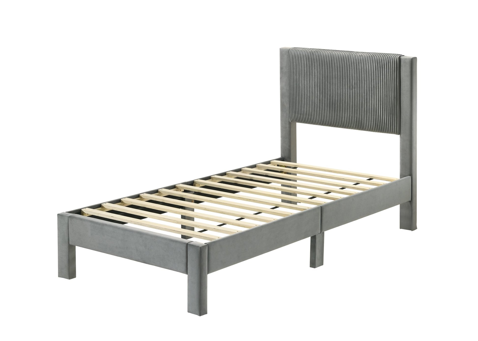 LUCIA TWIN PLATFORM BED LIGHT GREY