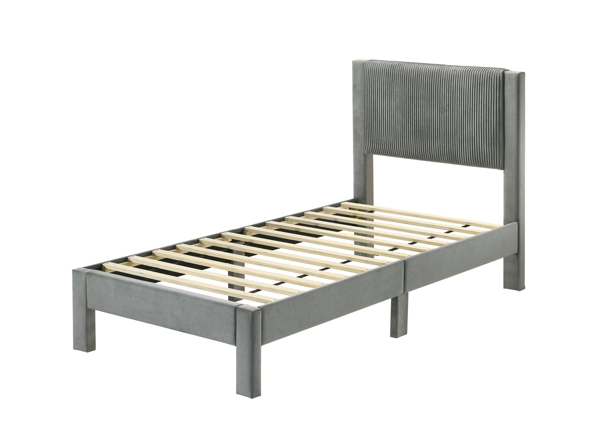 LUCIA TWIN PLATFORM BED LIGHT GREY
