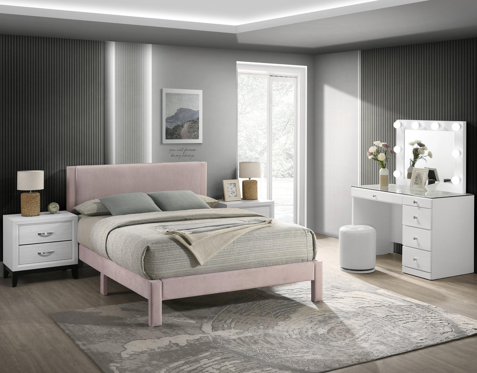 LUCIA FULL PLATFORM BED PINK