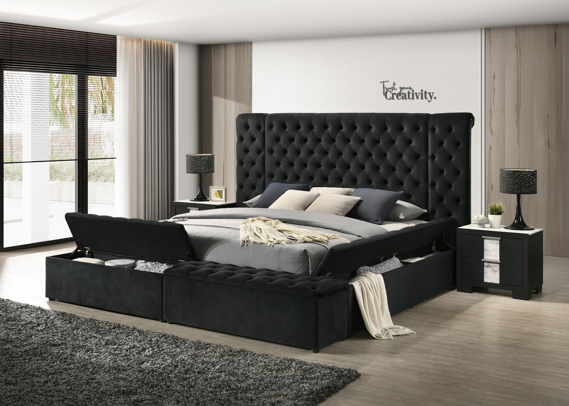 LILIANA K/Q STORAGE RL -LEFT BLACK