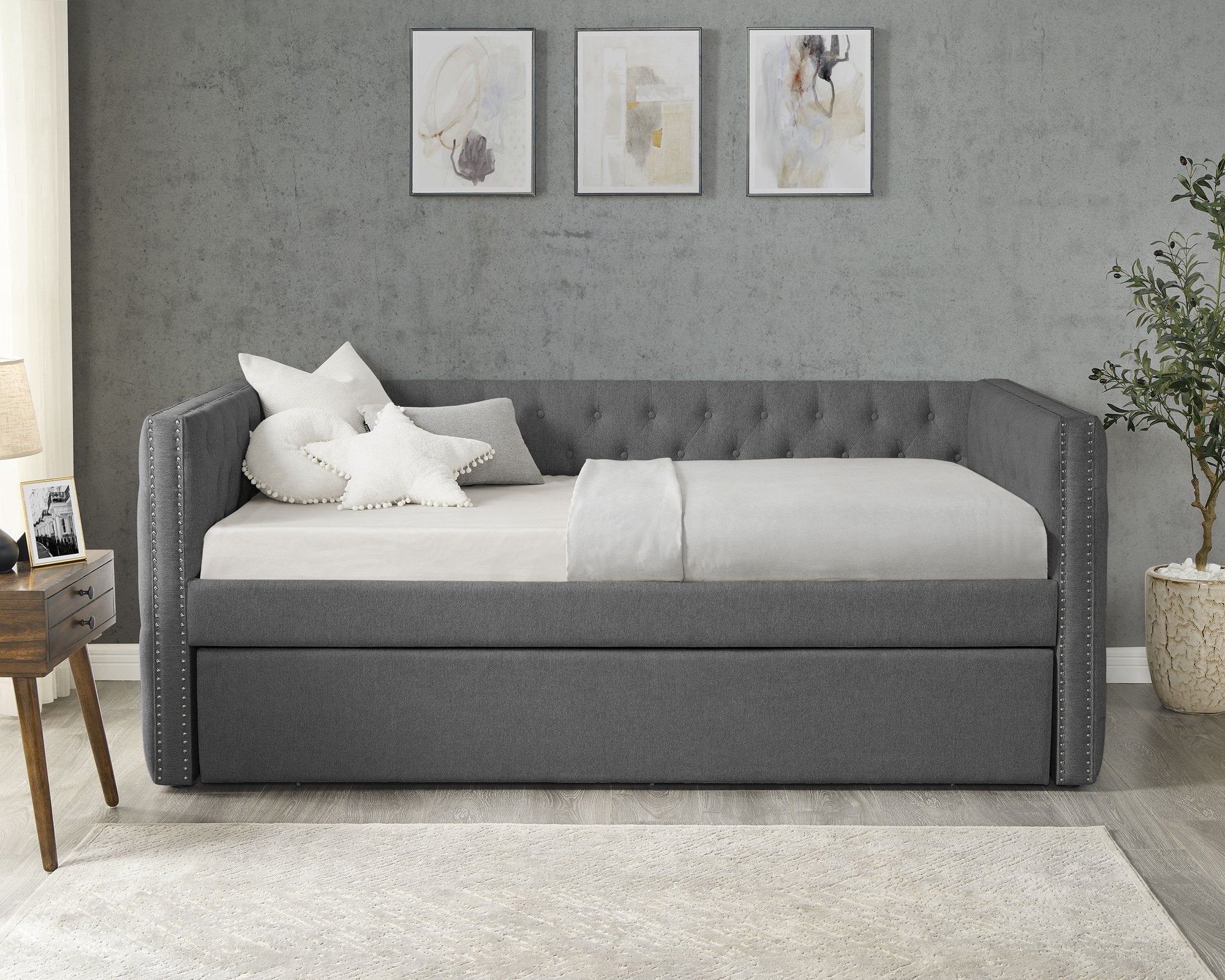 TRINA GUNMETAL GREY D/BED BACK  S/R