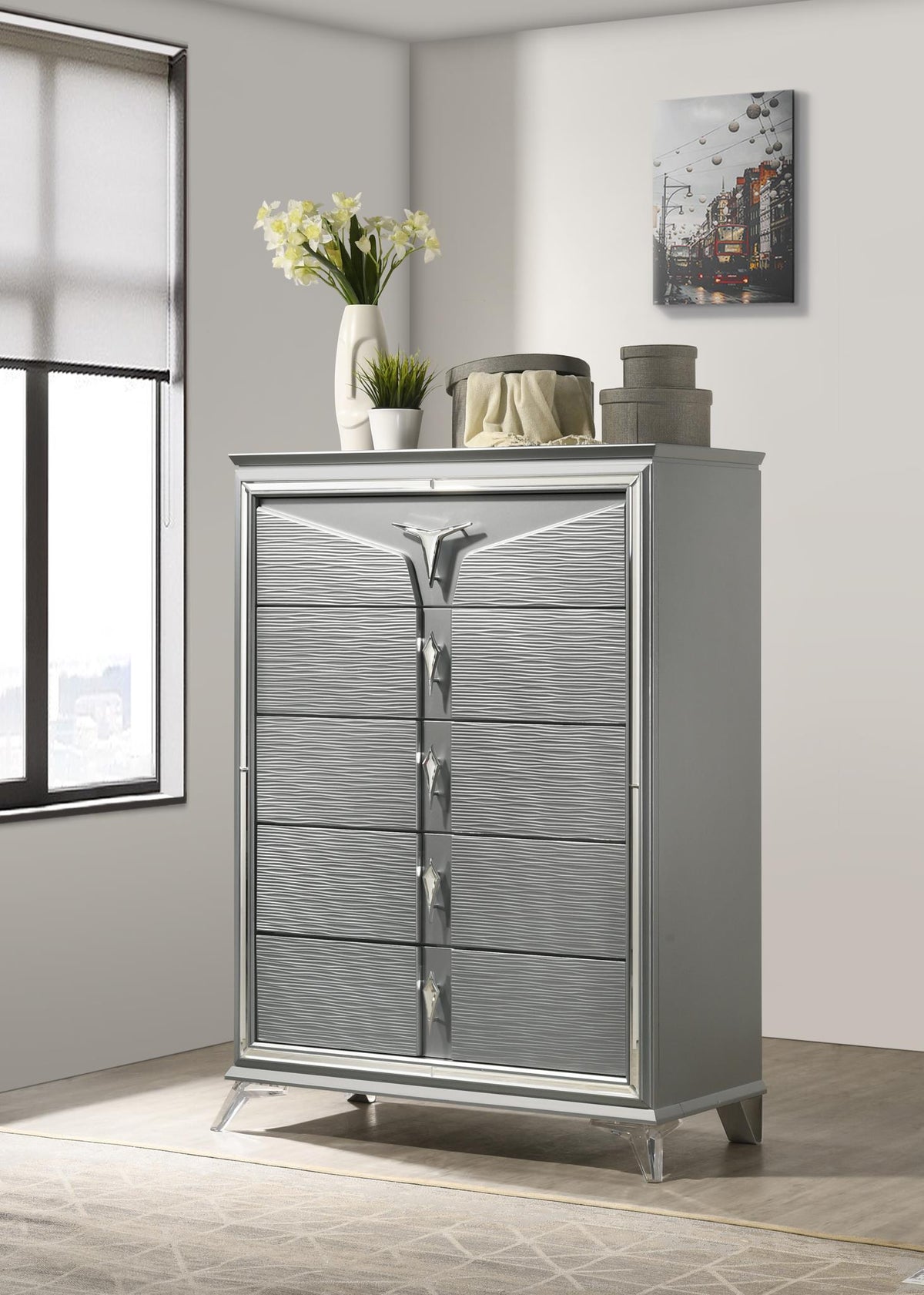 Olive Silver Queen 3-Piece Bedroom Set