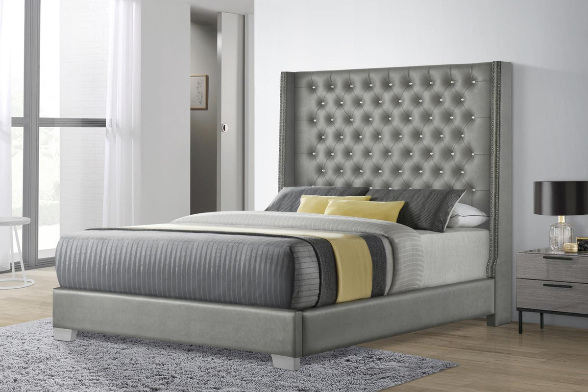 Gray Leather Bed