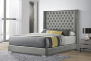 Gray Leather Bed