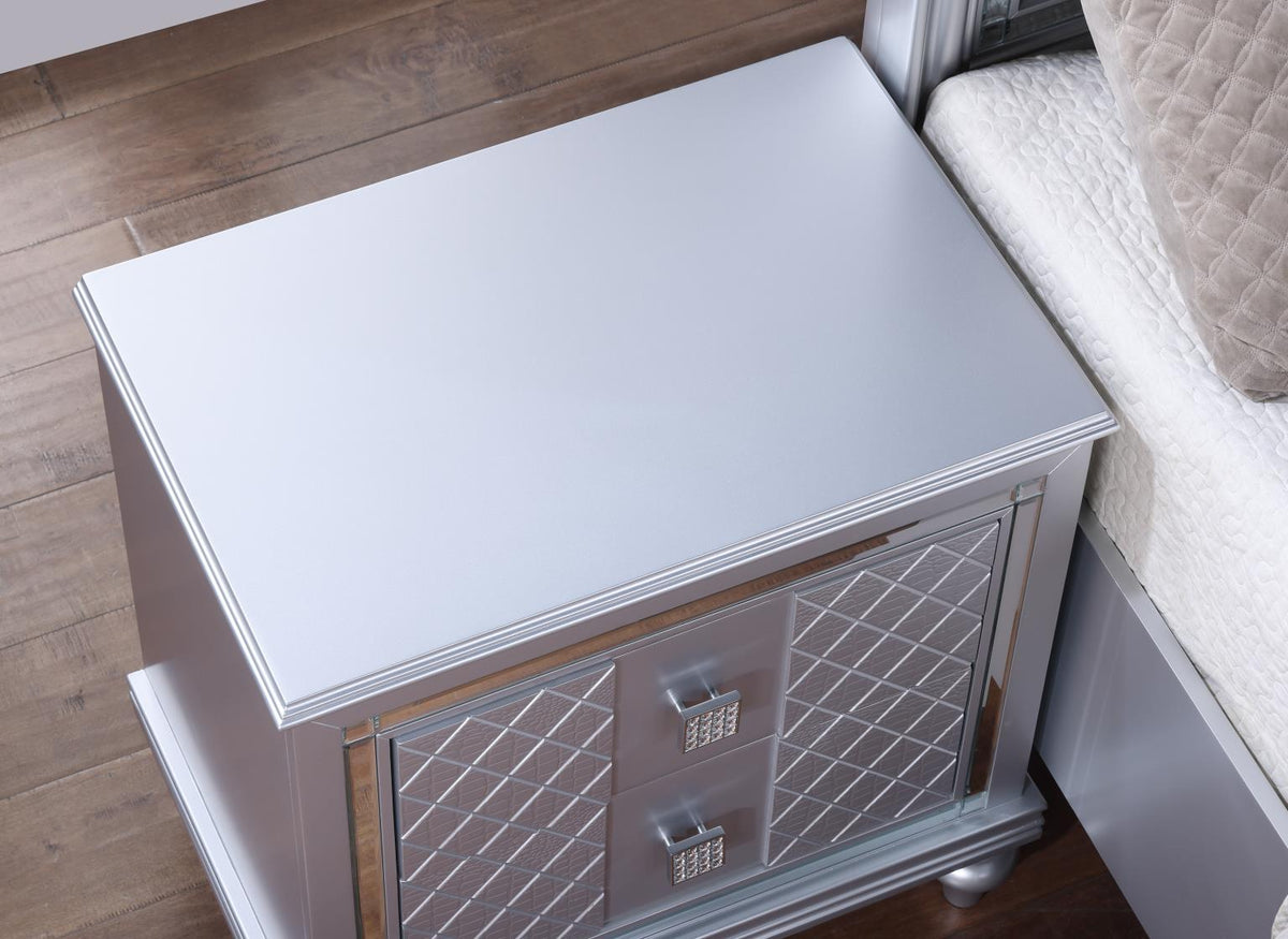 Silver Night Stand with USB