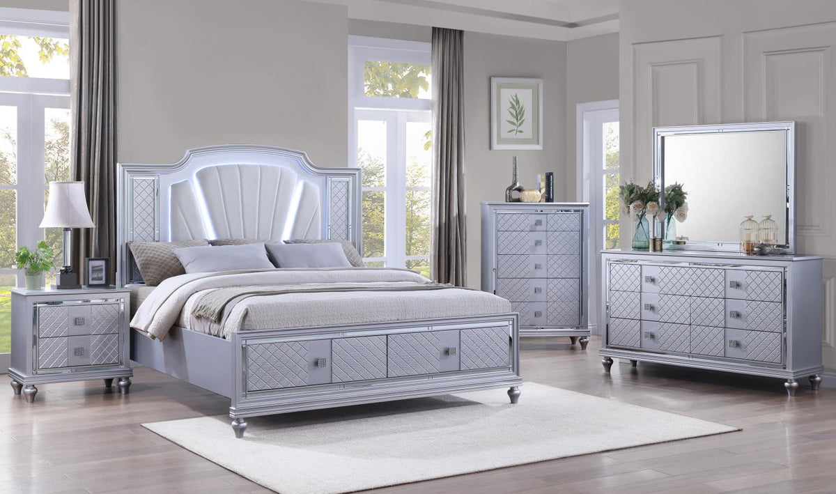 Silver Night Stand with USB