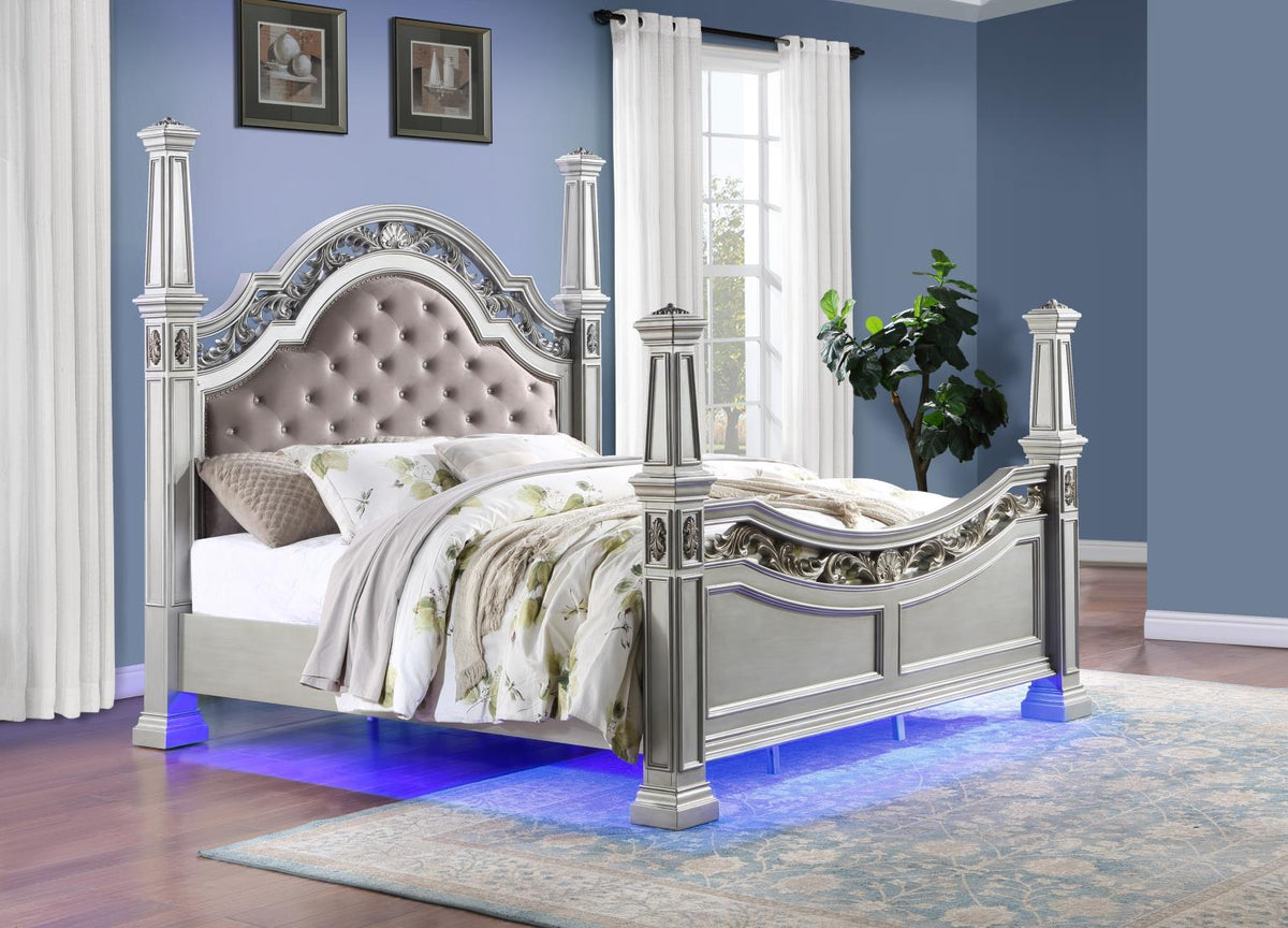 Silver Metallic Bed