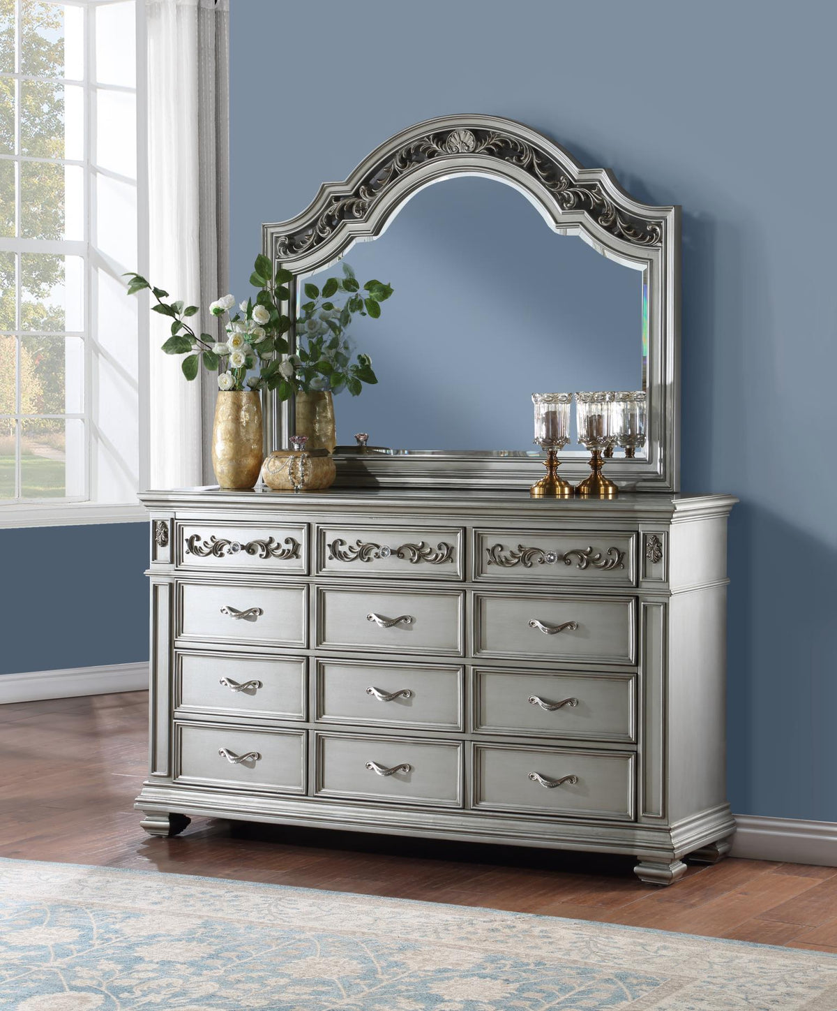 Silver Metallic Dresser
