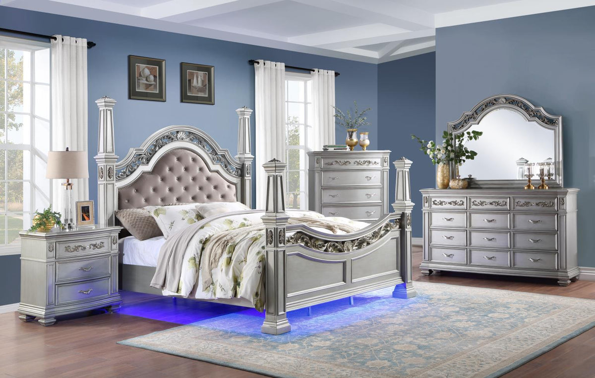 Silver Metallic Nightstand