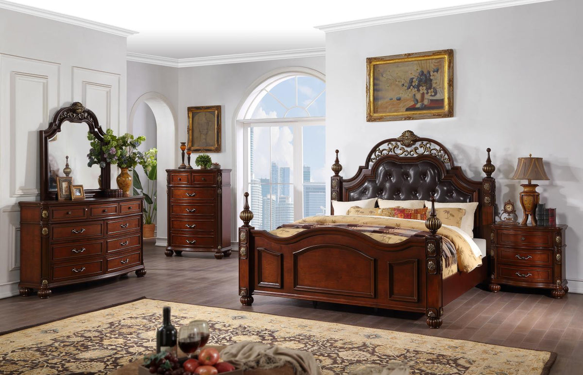 Warm Brown Queen Bed