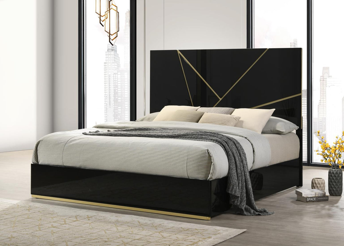 Black/Gold Line Bed