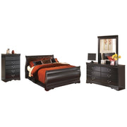 Huey Vineyard Queen Sleigh Bed with Dresser, Mirror and Chest of Drawers