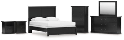Maribel Queen Panel Bed, Dresser, Mirror, Chest and 2 Nightstands
