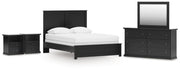 Maribel Queen Panel Bed with Dresser, Mirror and 2 Nightstands