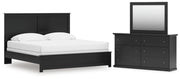 Maribel King Panel Bed with Dresser and Mirror