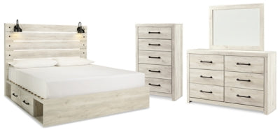 Cambeck King Panel Bed with Storage, Dresser, Mirror and Chest