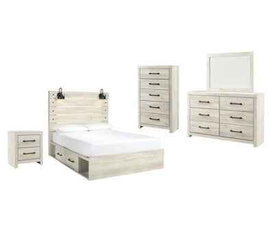 Cambeck Queen Panel Bed with Storage, Dresser, Mirror, Chest and Nightstand