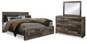 Derekson King Panel Storage Bed, Dresser and Mirror