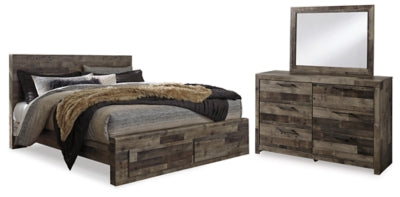 Derekson King Panel Storage Bed, Dresser and Mirror
