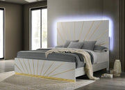 White/Gold Line LED Bed