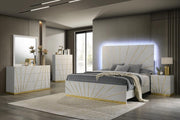 White/Gold Line King 3-Piece Bedroom Set