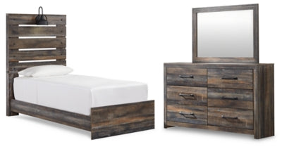 Drystan Twin Panel Bed, Dresser and Mirror