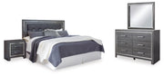 Lodanna King Upholstered Panel Headboard, Dresser, Mirror, and Nightstand