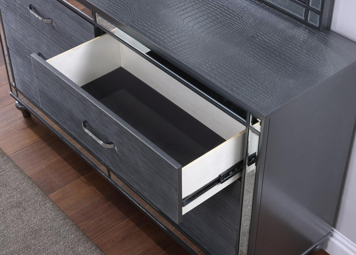 Charcoal Gloss Queen 5-Piece Bedroom Set