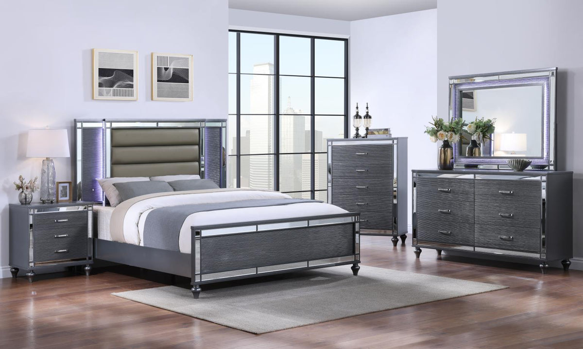 Charcoal Gloss Queen 3-Piece Bedroom Set