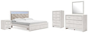 Altyra King Upholstered Storage Bed, Dresser, Mirror, Chest, and Nightstand