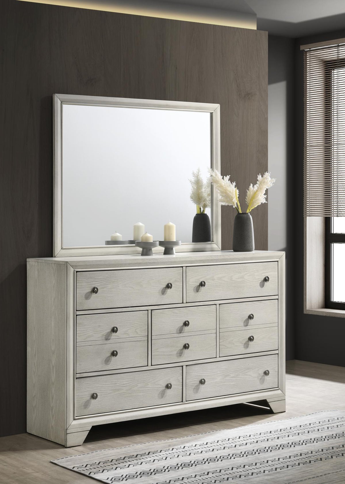 Antique White Oak Mirror