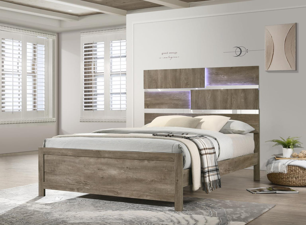Weathered Oak LED Bed
