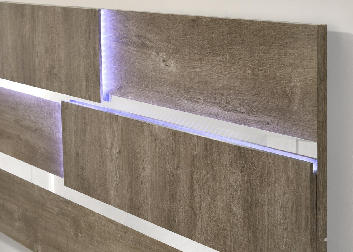 Weathered Oak LED Bed