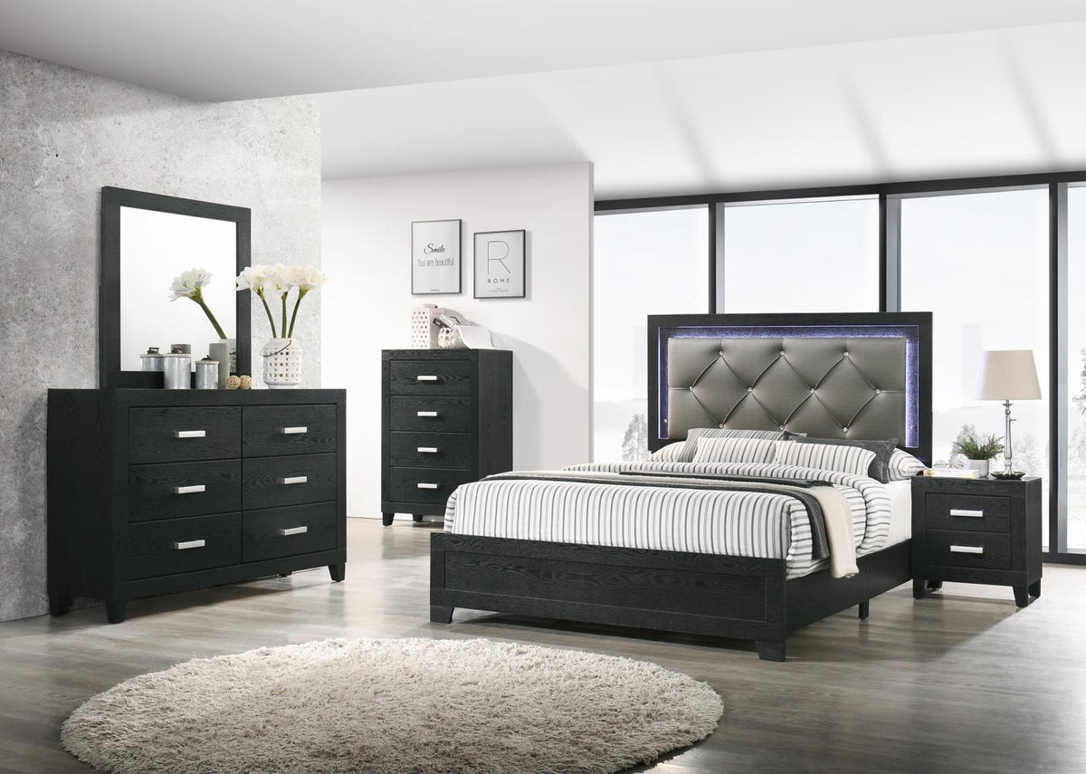 Black LED Twin Bed