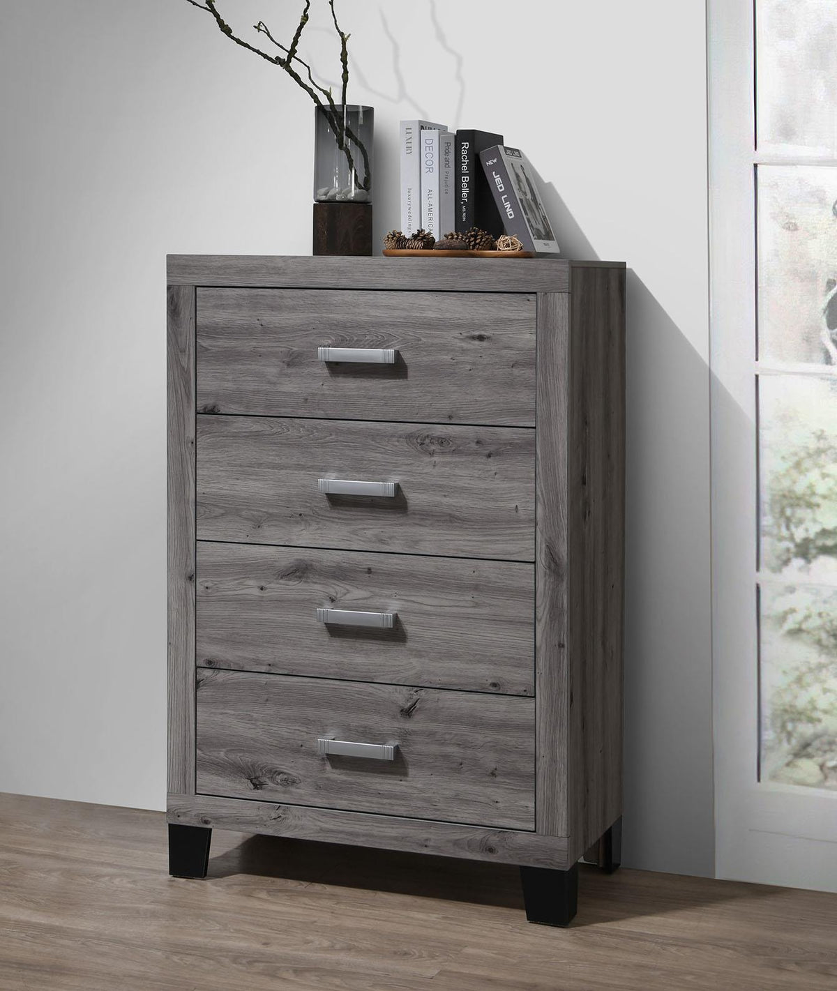 White Wash Twin 5-Piece Bedroom Set
