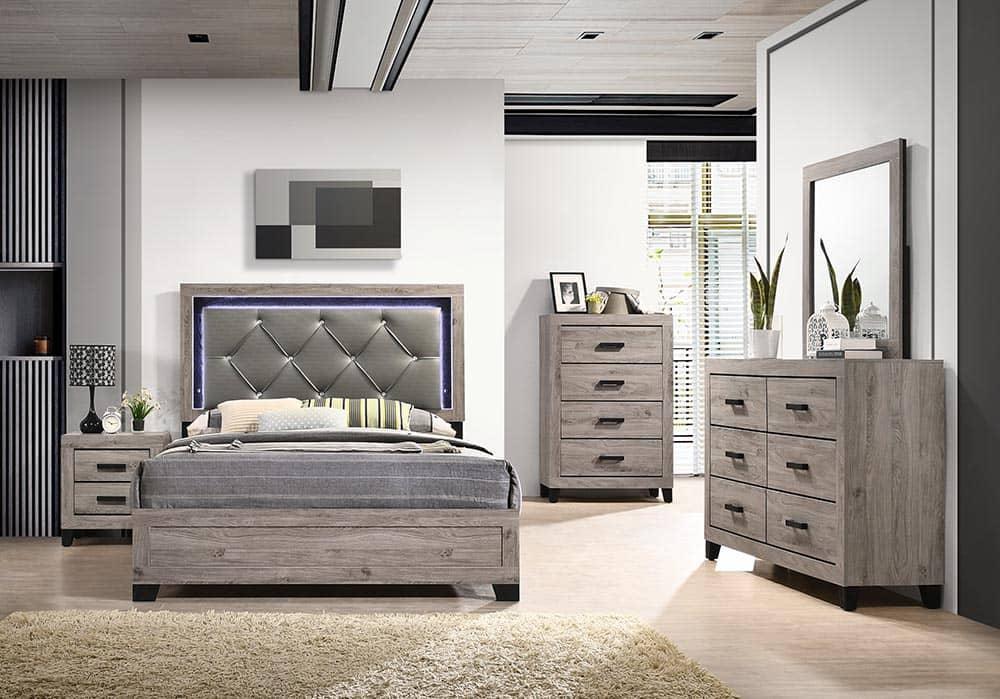 White Wash Full 5-Piece Bedroom Set B377