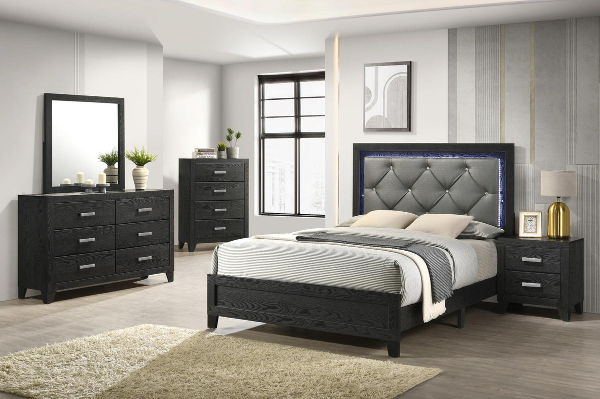 Black Twin 5-Piece Bedroom Set B385