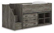 Frandern Twin Loft  Bed with Bookcase and Drawer Storage