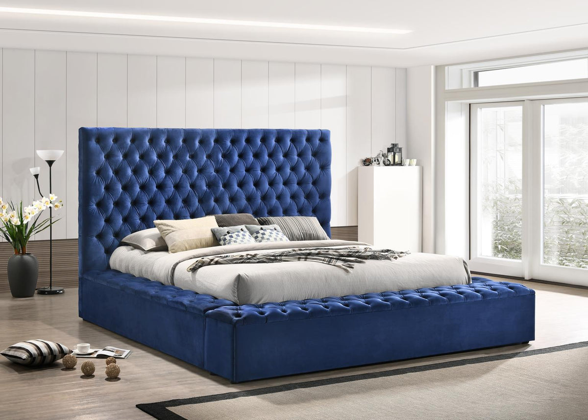 Blue Velvet Queen Bed
