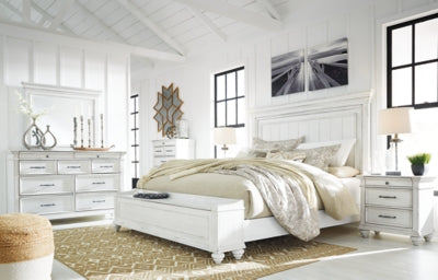 Kanwyn King Panel Bed with Storage, Dresser and Mirror