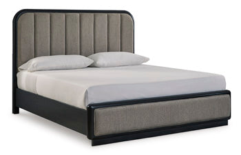 Rowanbeck King Upholstered Panel Footboard with Rails