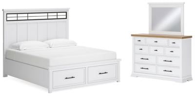 Ashbryn King Panel Storage Bed, Dresser and Mirror