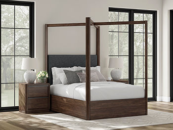 Dilenno Queen Upholstered Poster Headboard/Footboard/Slats